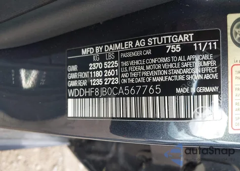 2012 Mercedes-Benz E 350 4Matic z USA, uszkodzony, nr VIN WDDHF8JB0CA567765